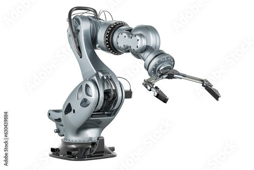 Metallic Robotic Arm, 3D rendering isolated on transparent background