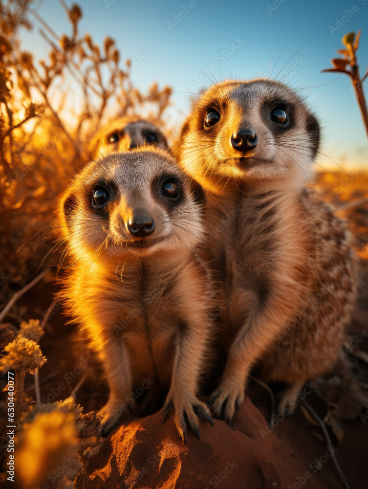 Fototapeta premium Meerkat in its Natural Habitat, Wildlife Photography, Generative AI
