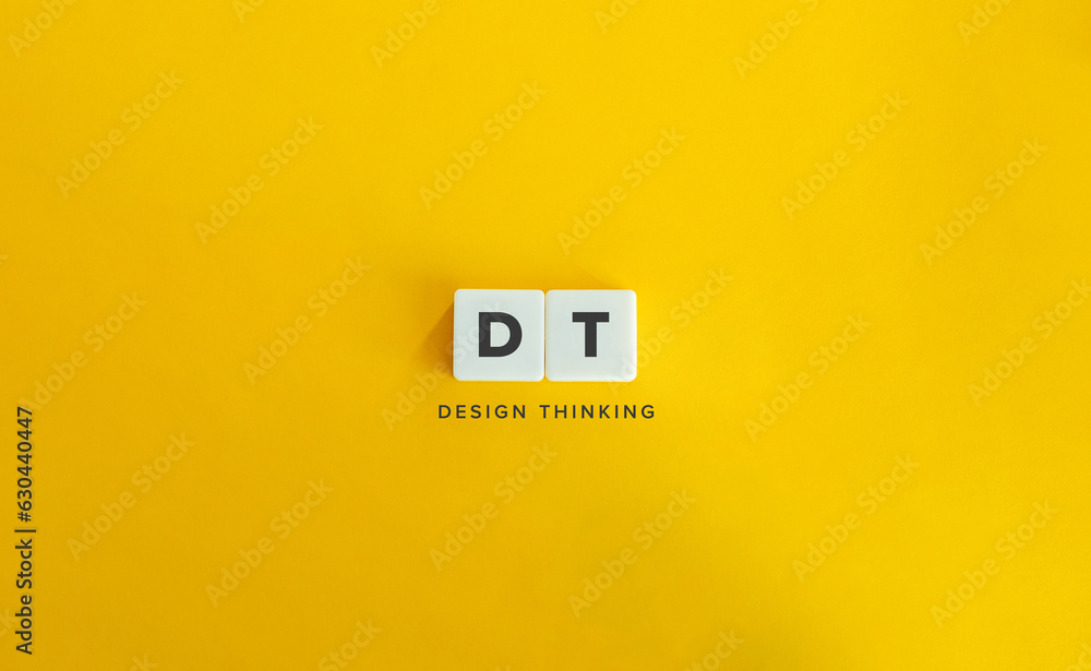 DT Initialism for Design Thinking. Letter Tiles on Bright Orange Background. DT Initialism for Design Thinking. Letter Tiles on Bright Orange Background.