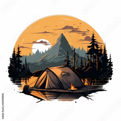 an minimalistic image of the tent and camping scene