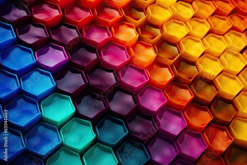 Bright multicolored honeycombs background.