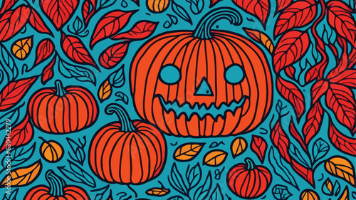 seamless background with pumpkins