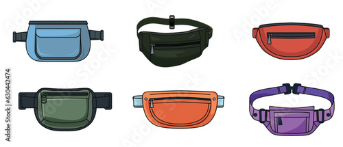 Waist bag. Different types of bags for money and cards, a modern bag.