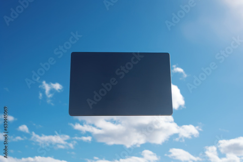 Metal plaque floating in space against the sky. Patriot's day concept. Layout for Memorial Day 9.11