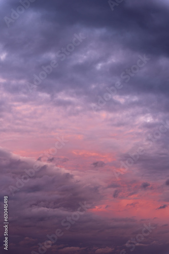 Amazing sky at sunset in purple tones.