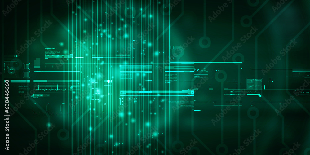 2d illustration Abstract futuristic electronic circuit technology background
