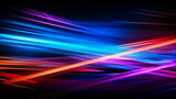 Abstract panoramic neon background with glowing colorful lines