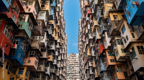 Canvas Print Overcrowded residential towers in a housing estate in Quarry Bay, Hong Kong