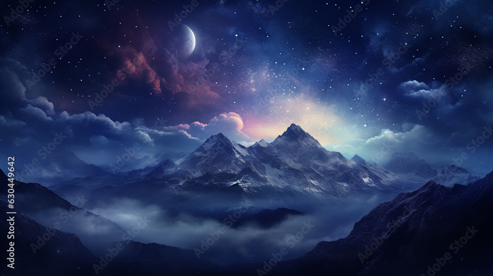 Fantasy landscape with a lake, trees, clouds and full moon. Moonlight. Starry sky. Fairytale Night scene. Magic forest. Another reality. Alien planet. Another world. Fantasy landscape with a lake, trees, clouds and full moon. Moonlight. Starry sky. Fairytale Night scene. Magic forest. Another reality. Alien planet. Another world.