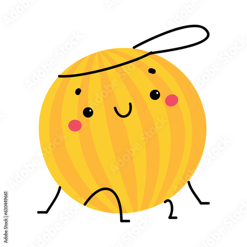 Funny Yellow Melon Fruit Character Enjoying Vacation Vector Illustration