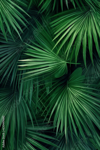 Green palm tree leaf with sunlight reflection. Abstraction background.