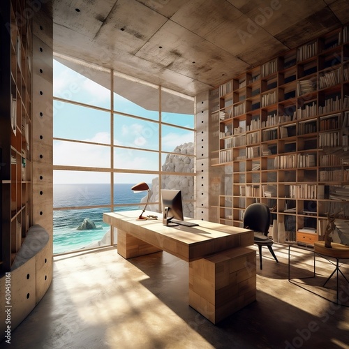 Office in a house with ocean view
