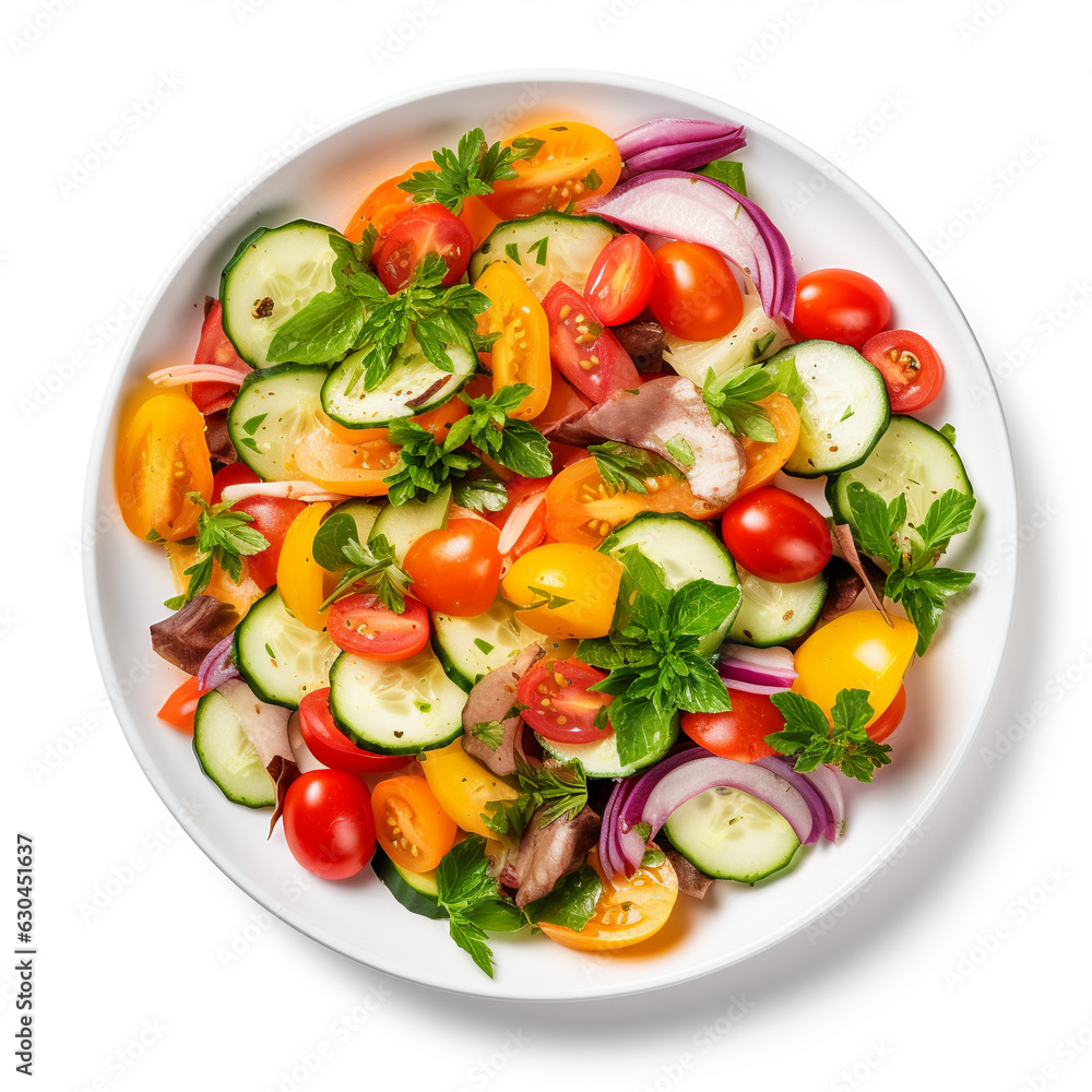Vegetable salad on a white background AI Generative
