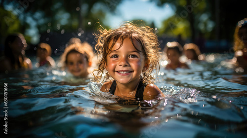 Young swimmers learning different strokes during a lesson