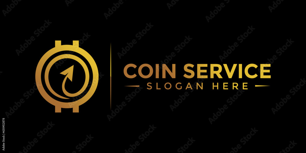 Coin service logo template. Vector Digital money. Block chain, finance symbol. Flat style vector illustration, Logotype financial company, logo vector coins and money. Coin service logo template. Vector Digital money. Block chain, finance symbol. Flat style vector illustration, Logotype financial company, logo vector coins and money.