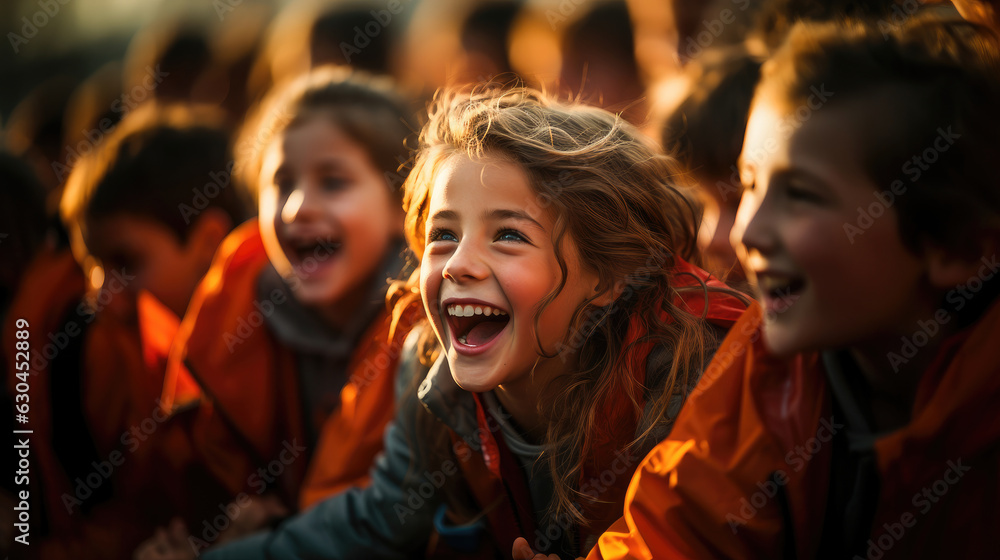 Kids in joy celebrating victory after winning a game