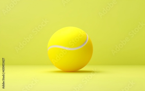Closeup Front View of Bright Yellow Tennis Ball. AI