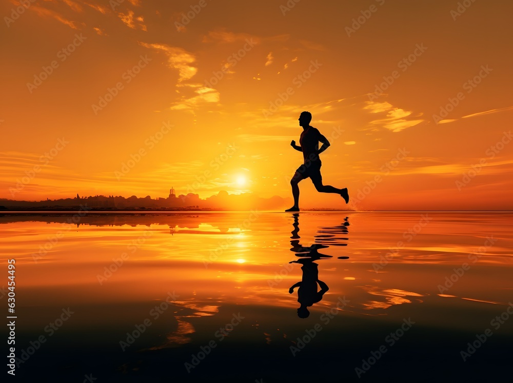 silhouette of a running person in the sunset silhouette of a running person in the sunset