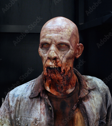 Male zombie with missing jaw 