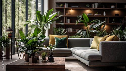 modern living room with plant 