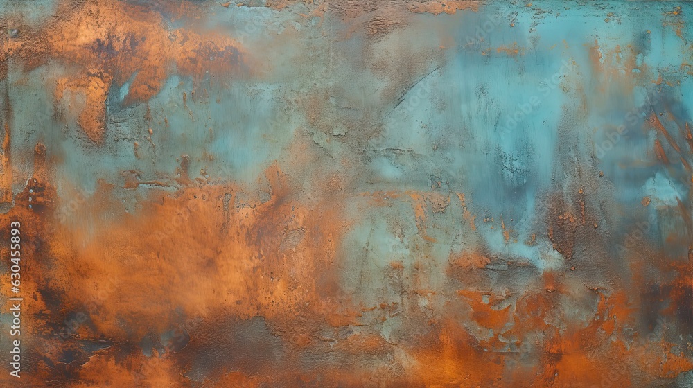 Rusty Metallic Charm - Weathered Copper Background with Scratched Texture and Rust-Eaten Marks. Great for Industrial and Vintage Designs: Generative AI