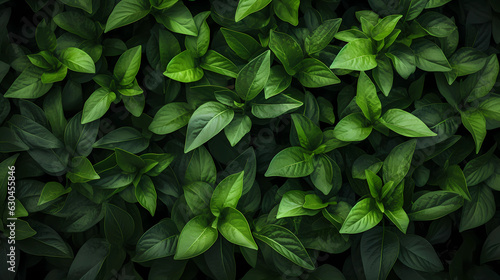 Closeup nature view of tropical green leaf background. Flat lay  fresh wallpaper banner concept.