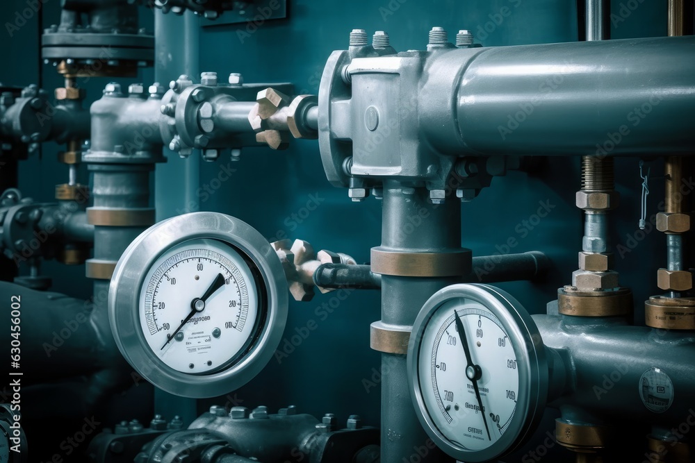 Industrial concept. equipment of the boiler-house, - valves, tubes ...