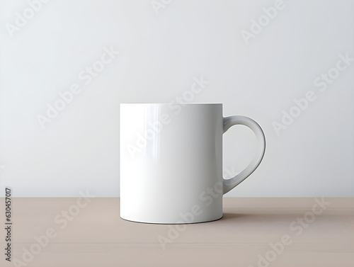 A mockup of a white coffee mug