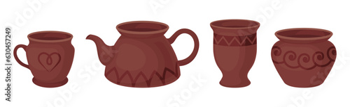 Clay Kitchenware and Ceramic Vessel Vector Set