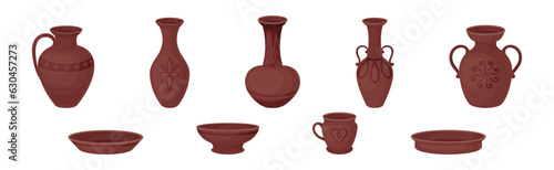 Clay Kitchenware and Ceramic Vessel Vector Set