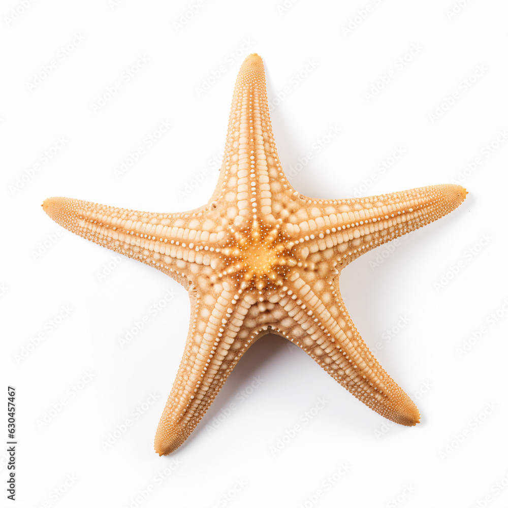 Isolated starfish on a white background: ocean, sea, beach - perfect for summer vacation design. Flat lay, top view, with subtle shadows. Isolated starfish on a white background: ocean, sea, beach - perfect for summer vacation design. Flat lay, top view, with subtle shadows.