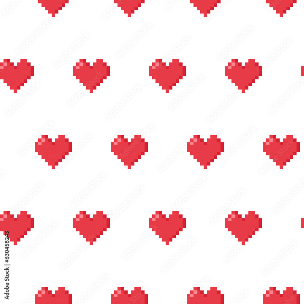 Seamless minimalistic retro pattern of pixel hearts Seamless minimalistic retro pattern of pixel hearts