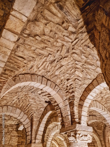 detail of ancient arches of the crypt of the cathedral of Trivento(Molise) Italy