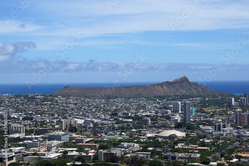 Diamondhead and the City of Honolulu on Oahu