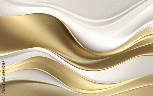 Abstract waves web background, white and gold minimalistic smooth lines, creative concept, Generative AI