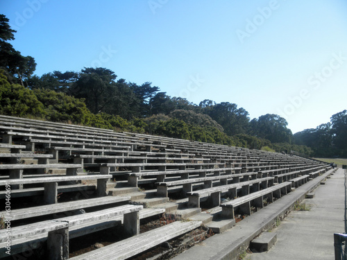 Old wooden bleachers in Golden Gate Park