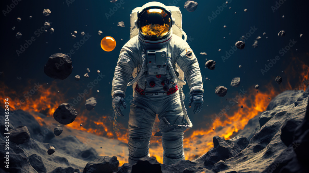 Cosmic Journey: Full Body Astronaut Portrait in Space Suit Cosmic Journey: Full Body Astronaut Portrait in Space Suit