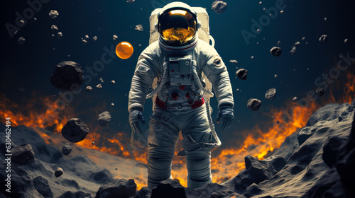 Cosmic Journey: Full Body Astronaut Portrait in Space Suit