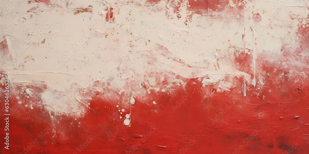 Fototapeta premium Generative AI, Closeup of impasto abstract rough white and red art painting texture