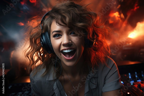 Pretty woman being a dj at ...