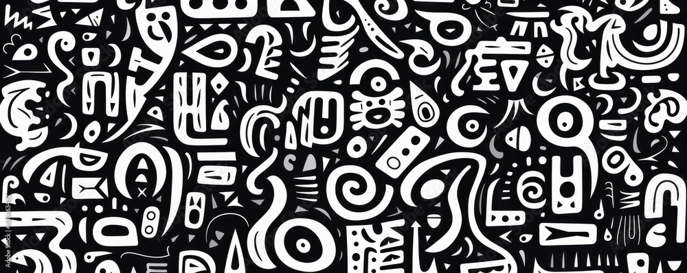 Black and white graffiti pattern texture background with a lot of black ...