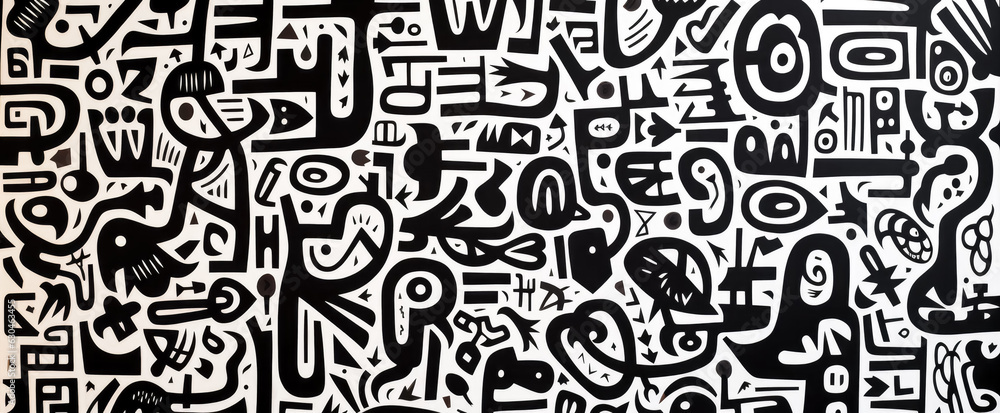 Black and white graffiti pattern texture background with a lot of black ...