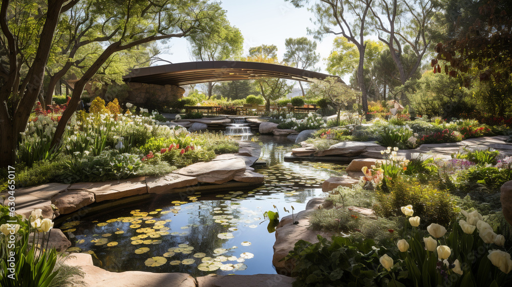 A peaceful garden featuring a collection of endangered plant species, raising awareness for conservation efforts 