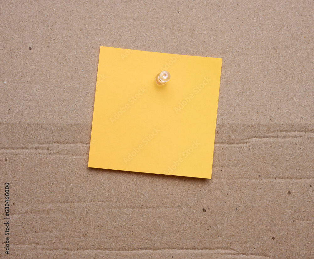 Yellow paper blank stickers attached with a button, space for notes and labels Yellow paper blank stickers attached with a button, space for notes and labels