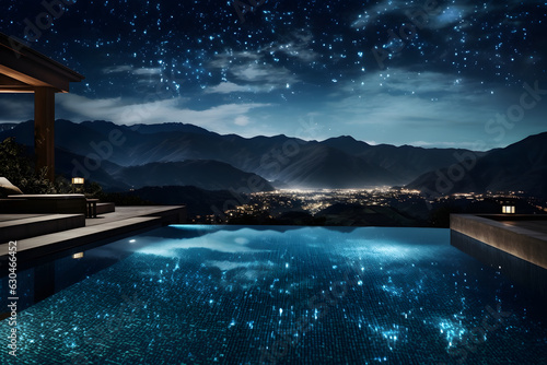 Starlit Luxury - Night Sky Infinity Pool - Generative AI © Martin Lang