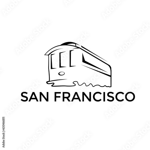 san francisco landmark tram simple vector illustration