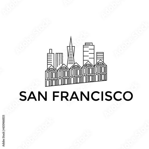 san francisco skyline vector design template illustration.