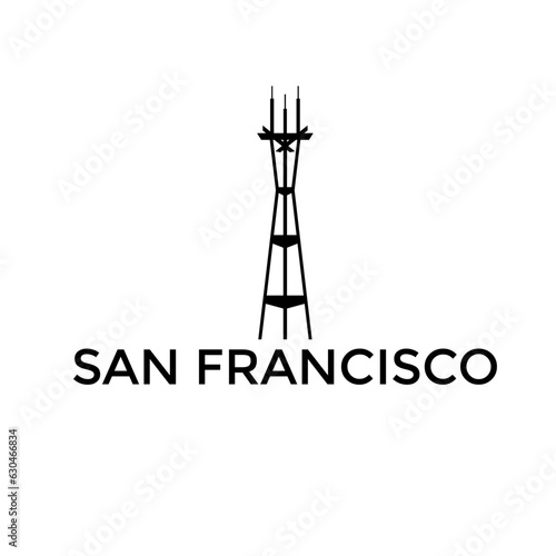 Sutro Tower  san francisco simple vector logo
