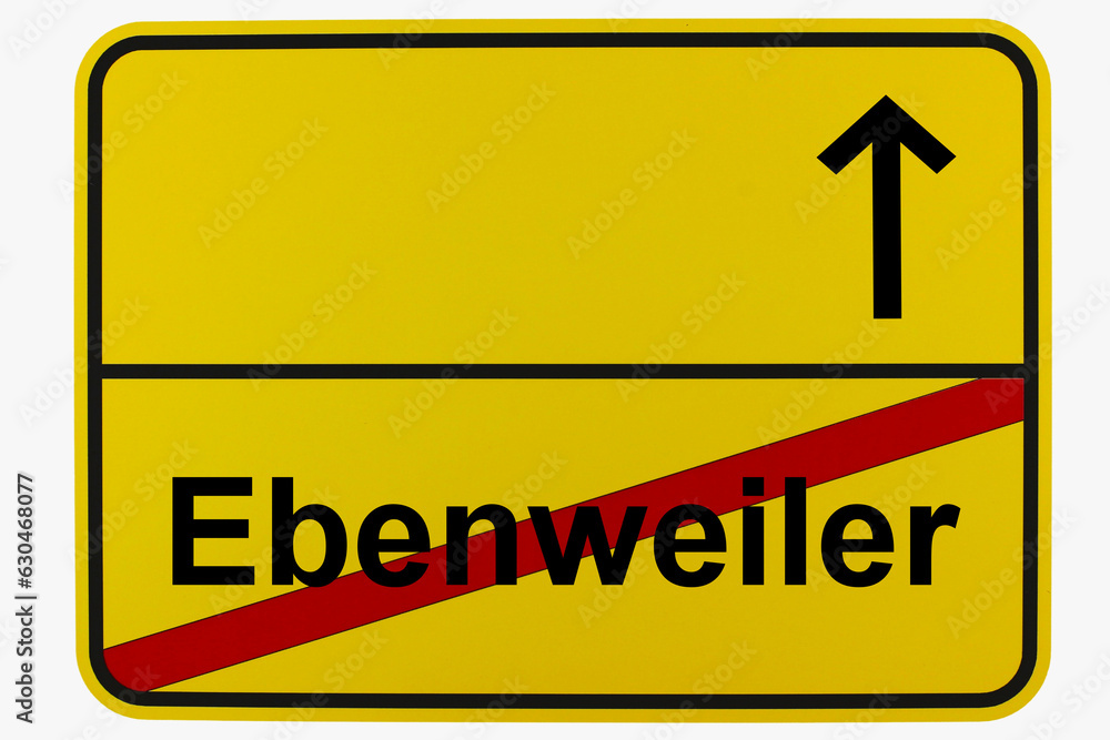 Illustration eines Ortsausgangsschildes von Ebenweiler in Baden-Württemberg Illustration eines Ortsausgangsschildes von Ebenweiler in Baden-Württemberg