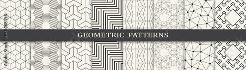 Set of geometric seamless patterns. Abstract geometric graphic design simple pattern. Seamless geometric lines pattern.